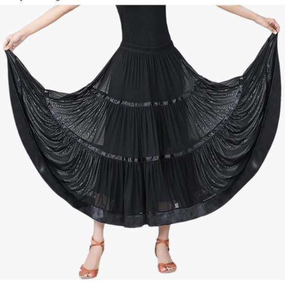 CISMARK Long Modern Flamenco Waltz Standard Ballroom Dance Fancy Training Skirt - Picture 1 of 10
